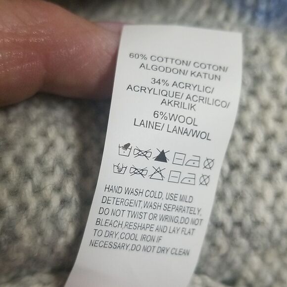 Lucky Brand Sweater Blue Rose Cotton Wool Blend Pullover Size Small - Picture 5 of 6